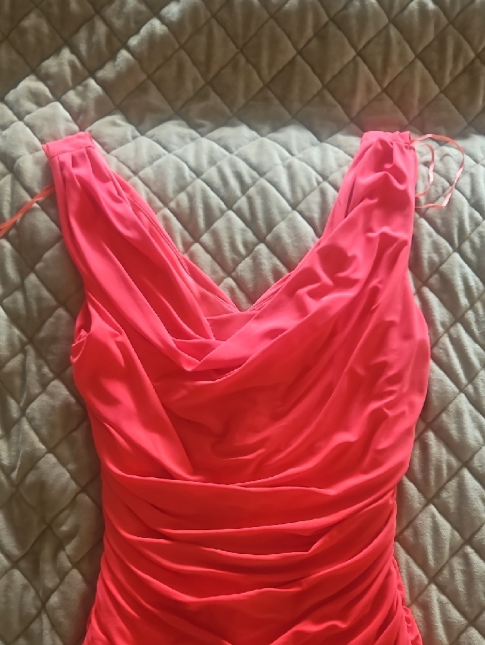 Night Way Collections Coral-Red Draped Dress